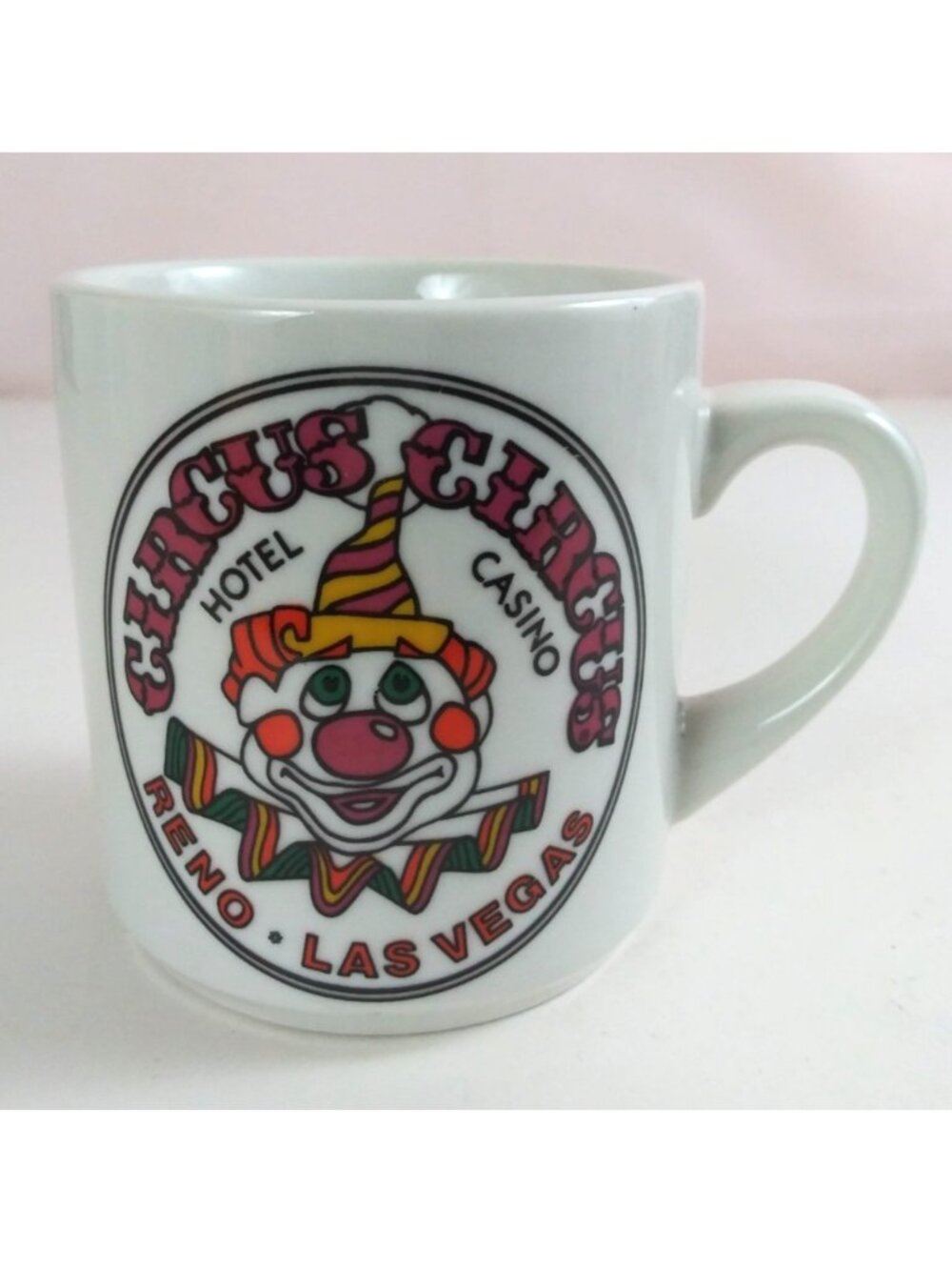 Vintage Circus Circus Hotel & Casino Reno Nevada Clown Logo Souvenir Coffee Cup